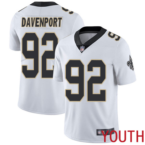 New Orleans Saints Limited White Youth Marcus Davenport Road Jersey NFL Football #92 Vapor Untouchable Jersey->new orleans saints->NFL Jersey